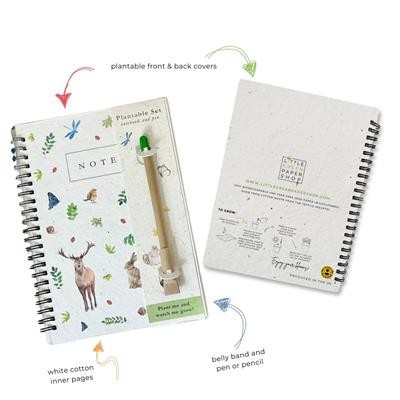 Picture of PLANTABLE SEEDED NOTE BOOK A5 with Pen & Pencil on Belly Band