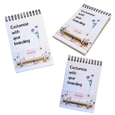 Picture of PLANTABLE SEEDED NOTE PAD A6 with Pen & Pencil on Belly Band