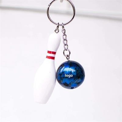Picture of MINI BOWLING PIN KEYRING CHAIN.