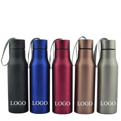 Picture of 500ML STAINLESS STEEL METAL SPORTS BOTTLE with Lanyard.