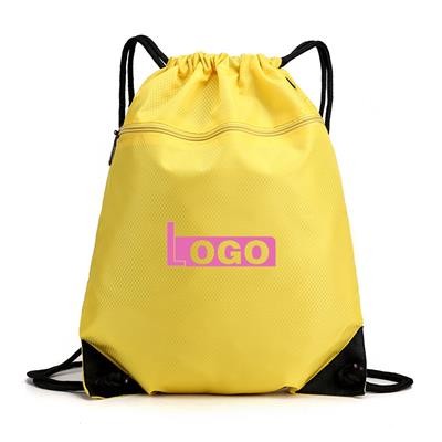 Picture of NON-WOVEN DRAWSTRING CINCH BACKPACK RUCKSACK BAG with Zippered Pocket.