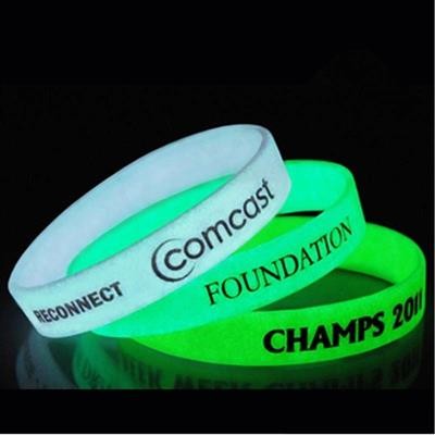 Picture of GLOW in the Dark Silicon Wristbands W & Custom Imprint.