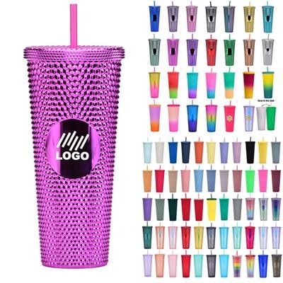 Picture of MATTE STUDDED TUMBLER with Lid & Straw 700ml