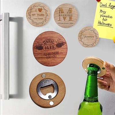 Picture of WOOD BOTTLE OPENER with Fridge Magnet