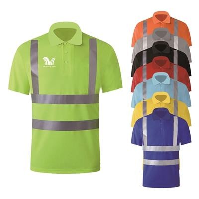 Picture of HIGH VISIBILITY REFLECTIVE CONSTRUCTION SAFETY POLO TEE SHIRT.