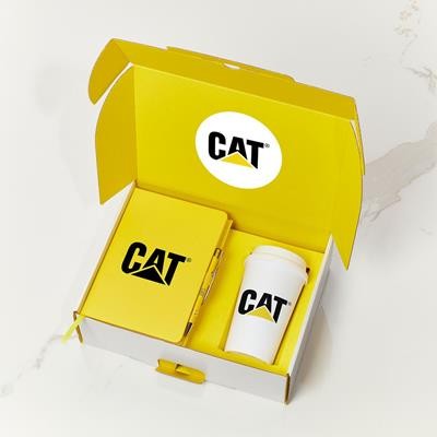 Picture of NOTE BOOK, PEN AND TAKEAWAY CUP YELLOW CORPORATE GIFT BOX