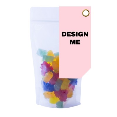 Picture of CUSTOM TAG SWEETS in Clear Transparent Eco Pouch - 150g