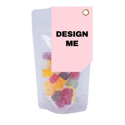 Picture of CUSTOM TAG SWEETS in Clear Transparent Eco Pouch - 50g.