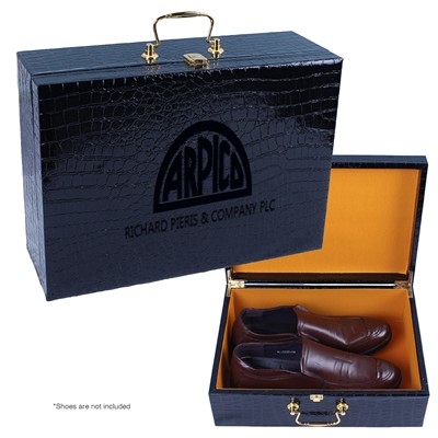 Picture of BLACK CROCODILE PATTERNED LEATHER SHOE BOX.